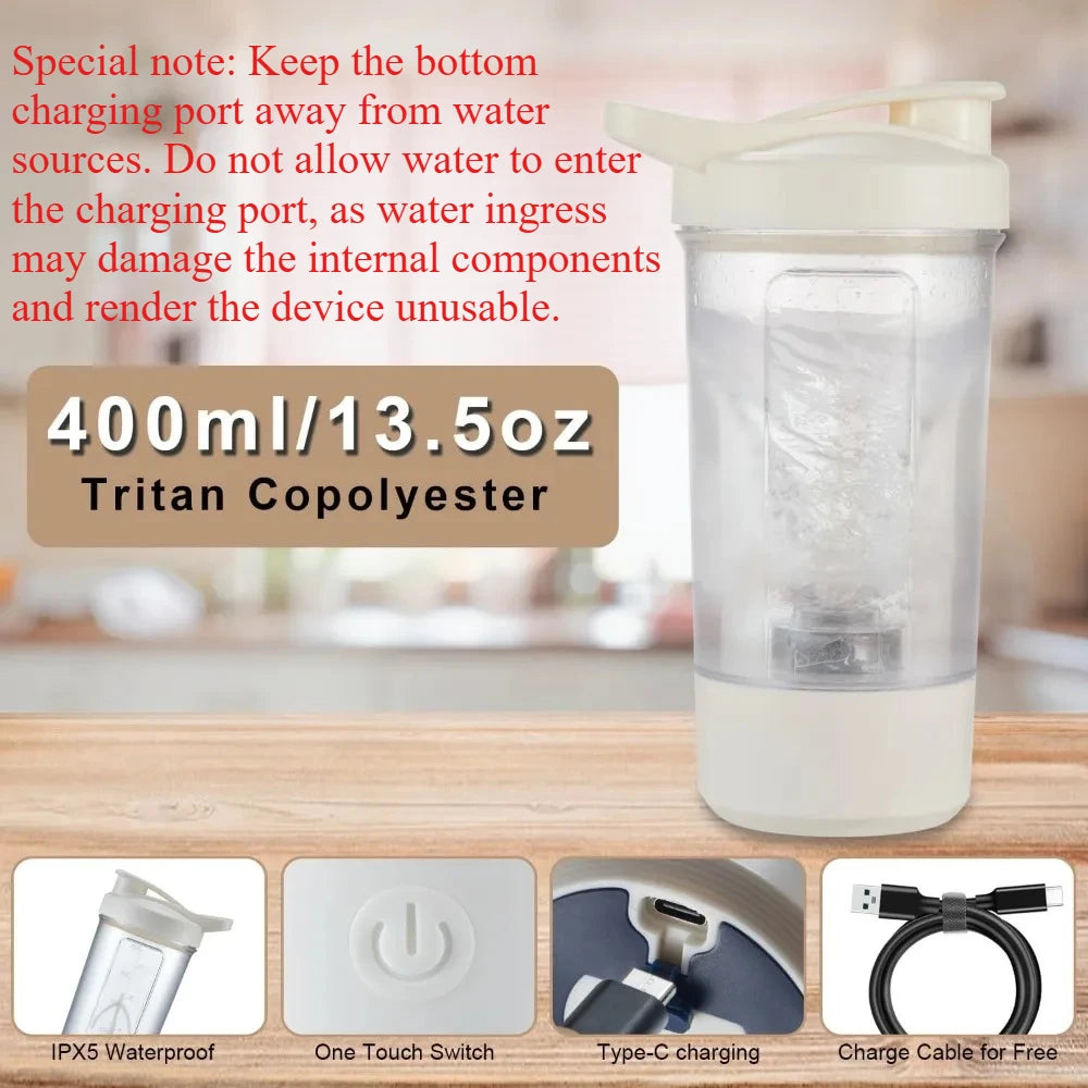 Electric Self Stirring Mug, Protein Powder Milkshake Shaker Bottle ,USB Charging Shaker Cup with Scale 15 Oz Water Cup, BPA Free